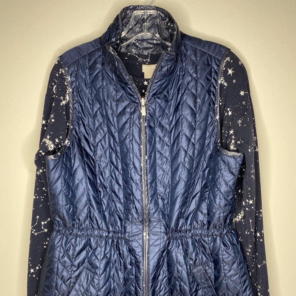Chico’s Zenergy Size 0 (XS 4/6) Navy Blue Long Sleeve Top w/ Zip Up Vest